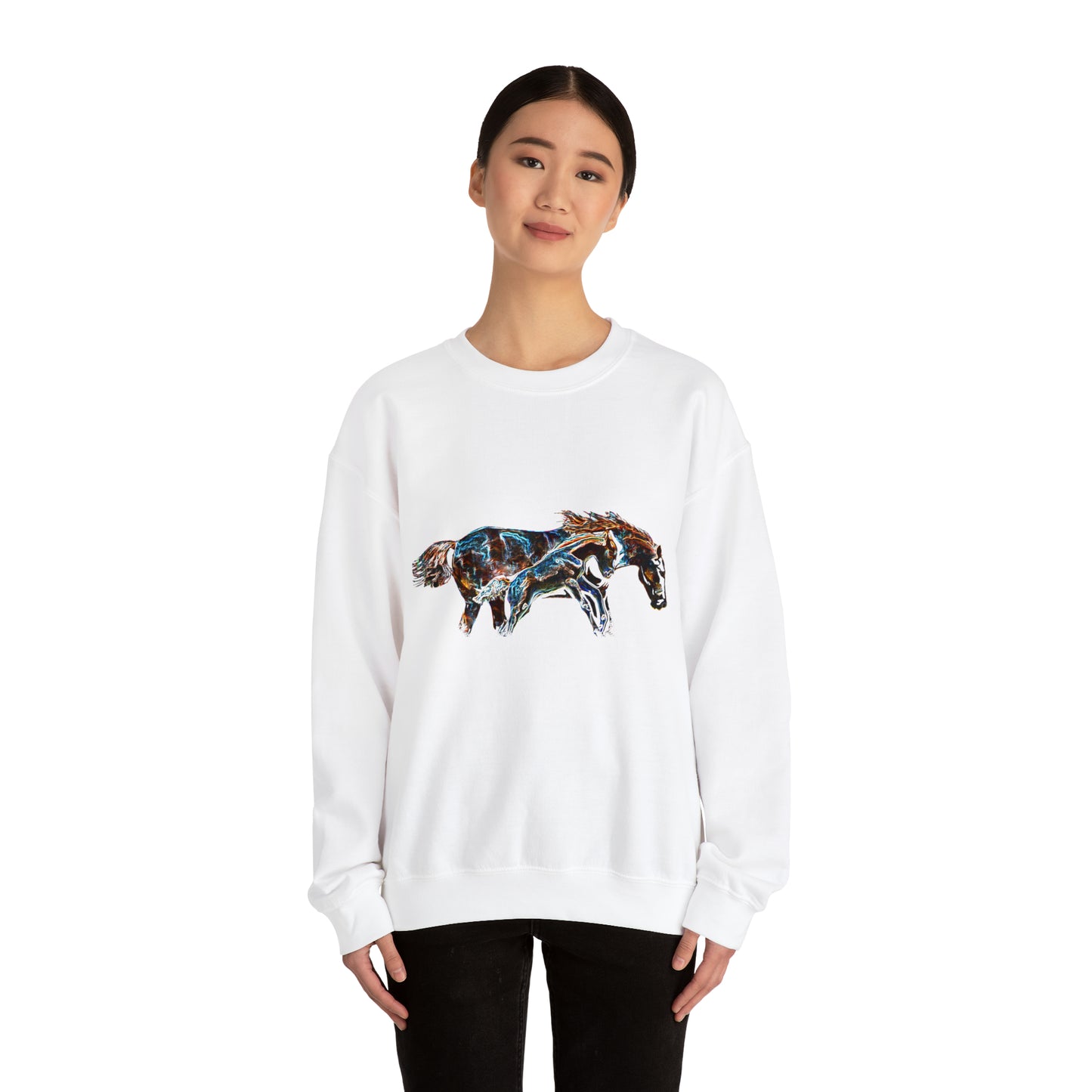 Unisex Neon Mare and Foal Heavy Blend™ Crewneck Sweatshirt