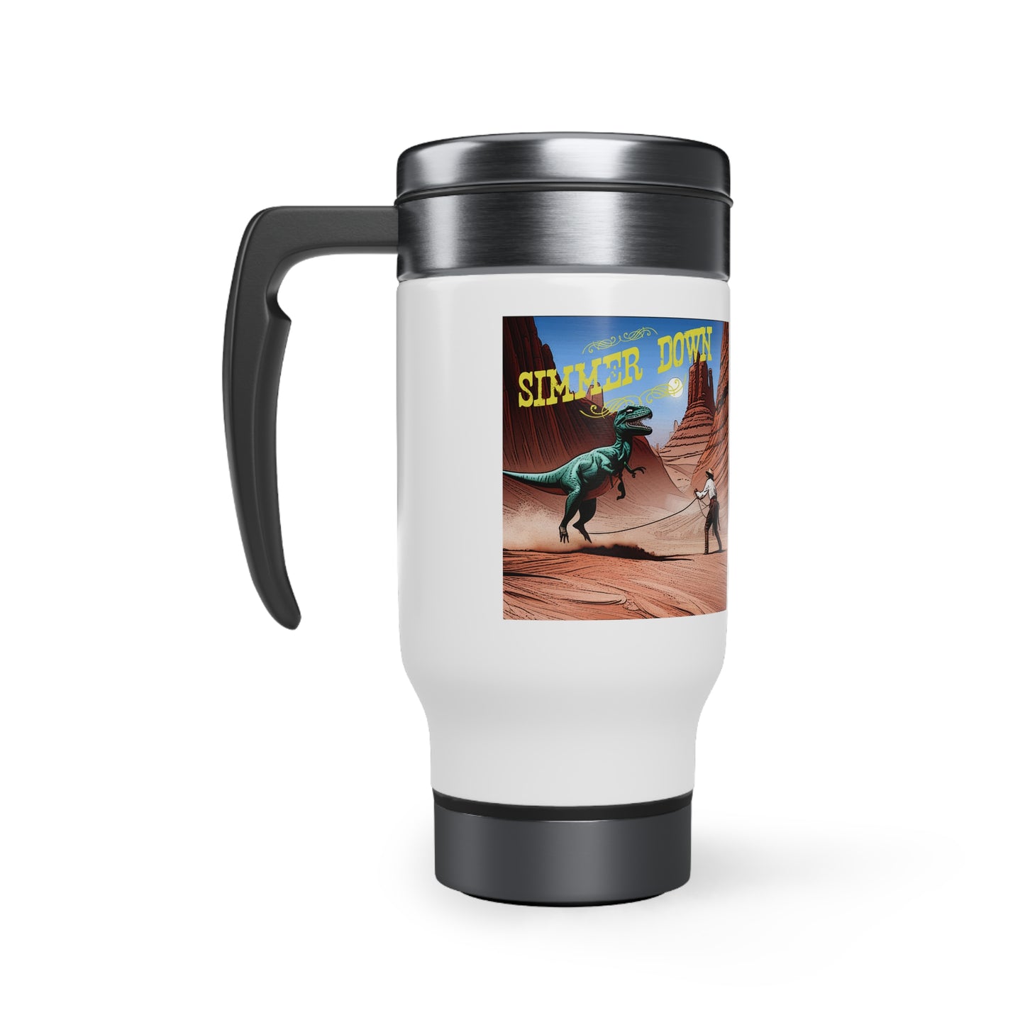 Simmer Down Stainless Steel Travel Mug with Handle, 14oz