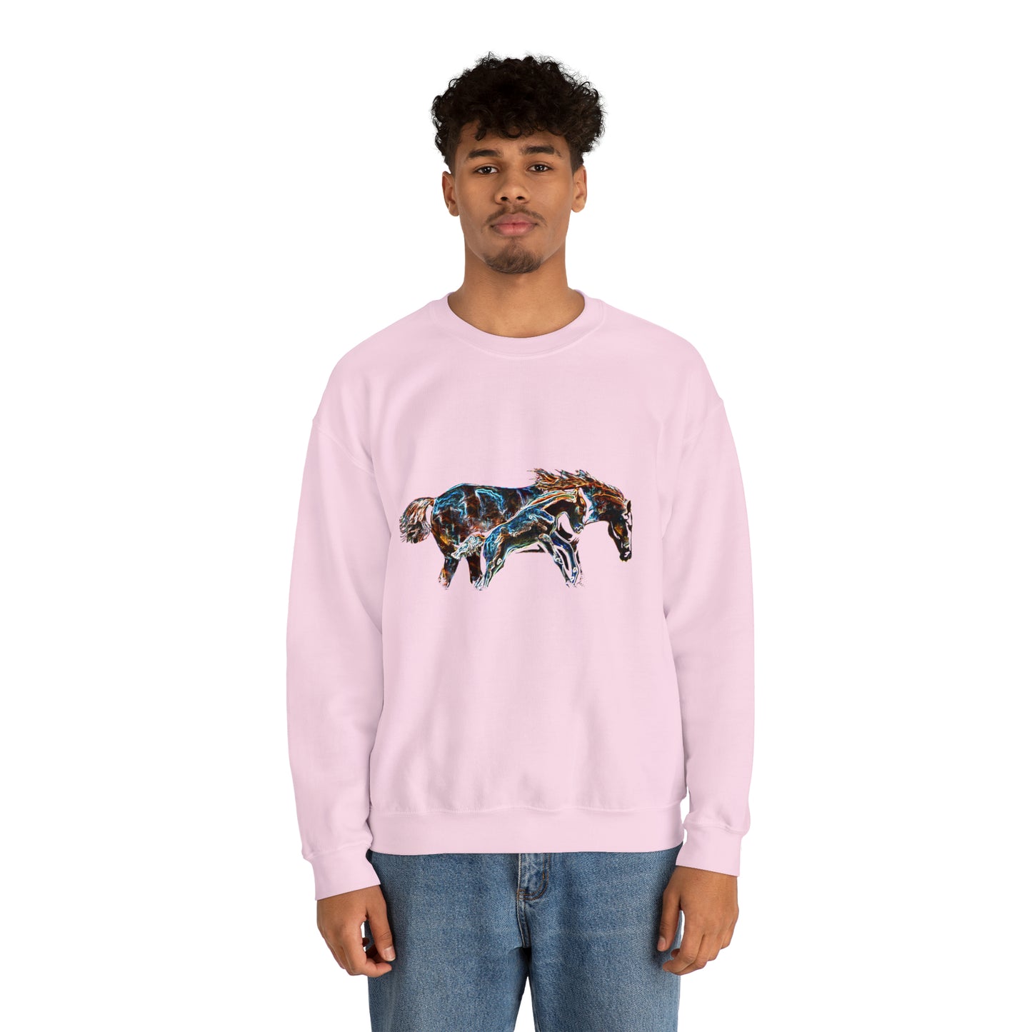 Unisex Neon Mare and Foal Heavy Blend™ Crewneck Sweatshirt