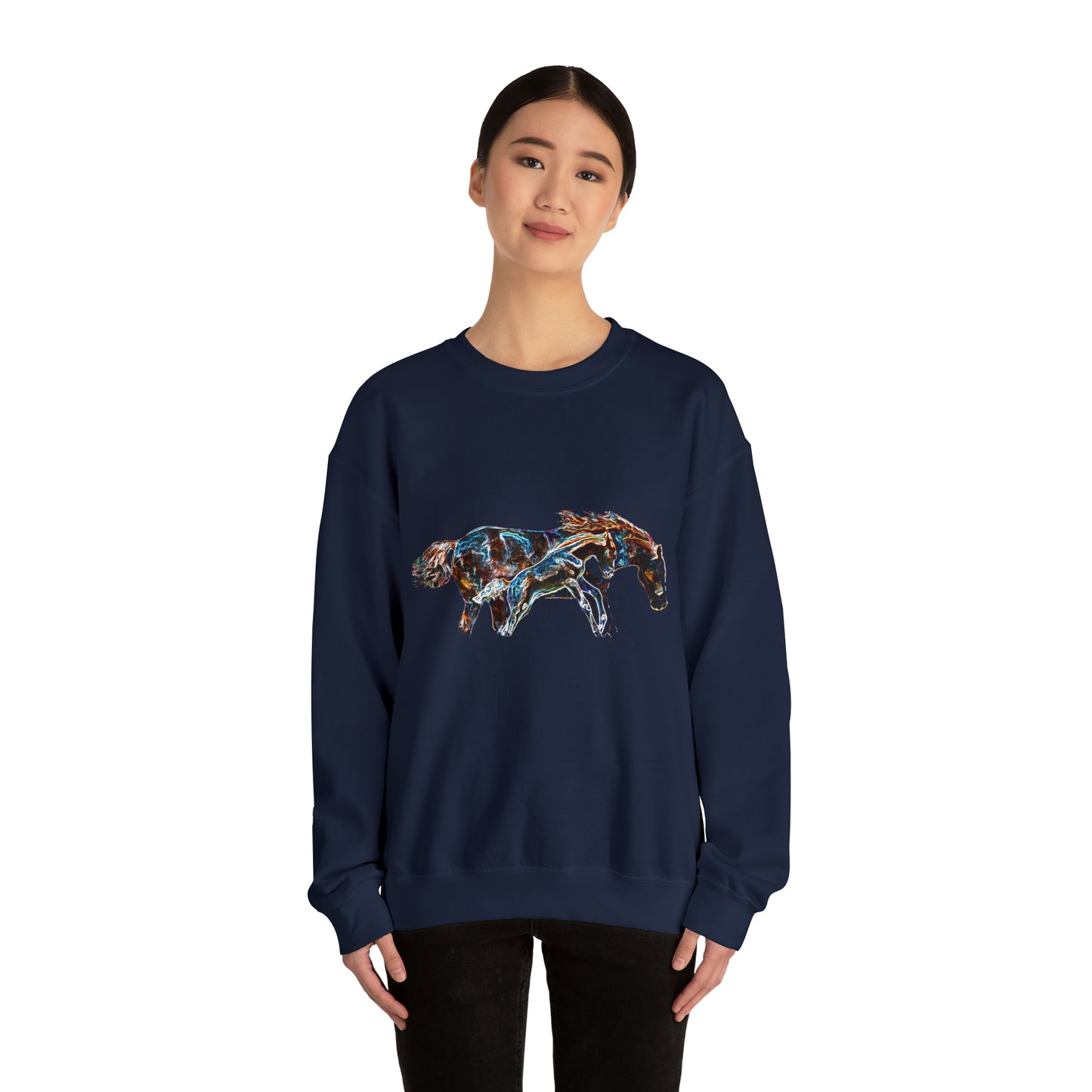 Unisex Neon Mare and Foal Heavy Blend™ Crewneck Sweatshirt